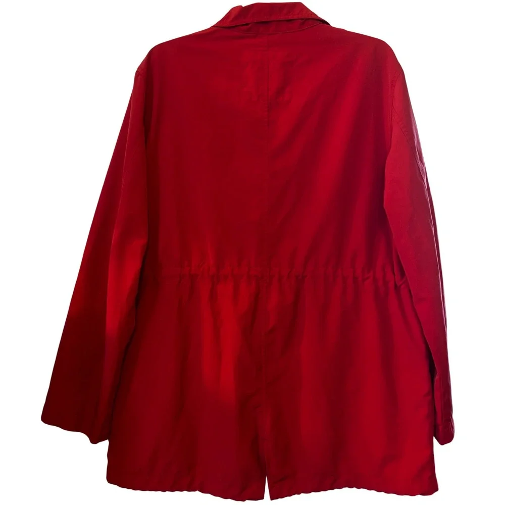 Sanctuary‎ Women's Rain Wind Jacket XL Red Zipper Snap Front